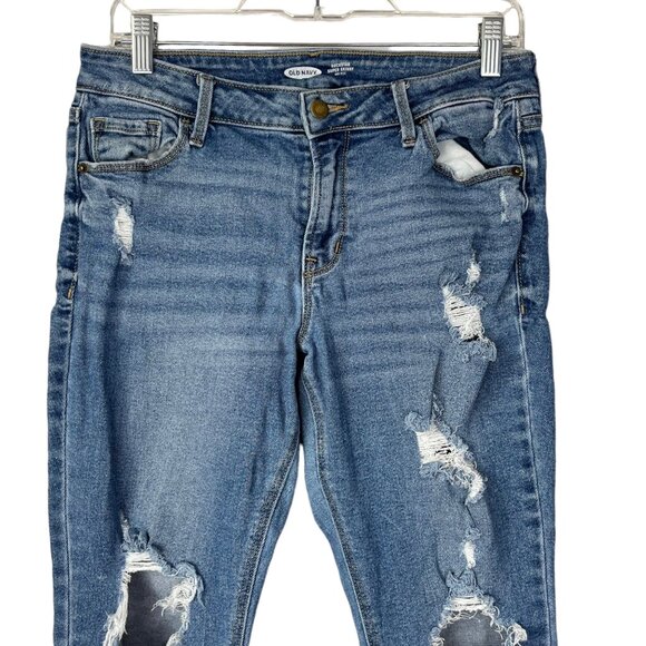 Old Navy Womens Jeans Rockstar Super Skinny MidRise Distressed Destroyed Size 10 - Picture 3 of 11